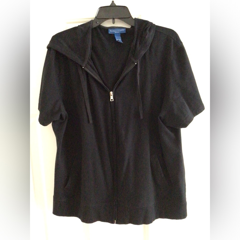 Karen Scott Black Sport Hoodie cotton spandex Super cute